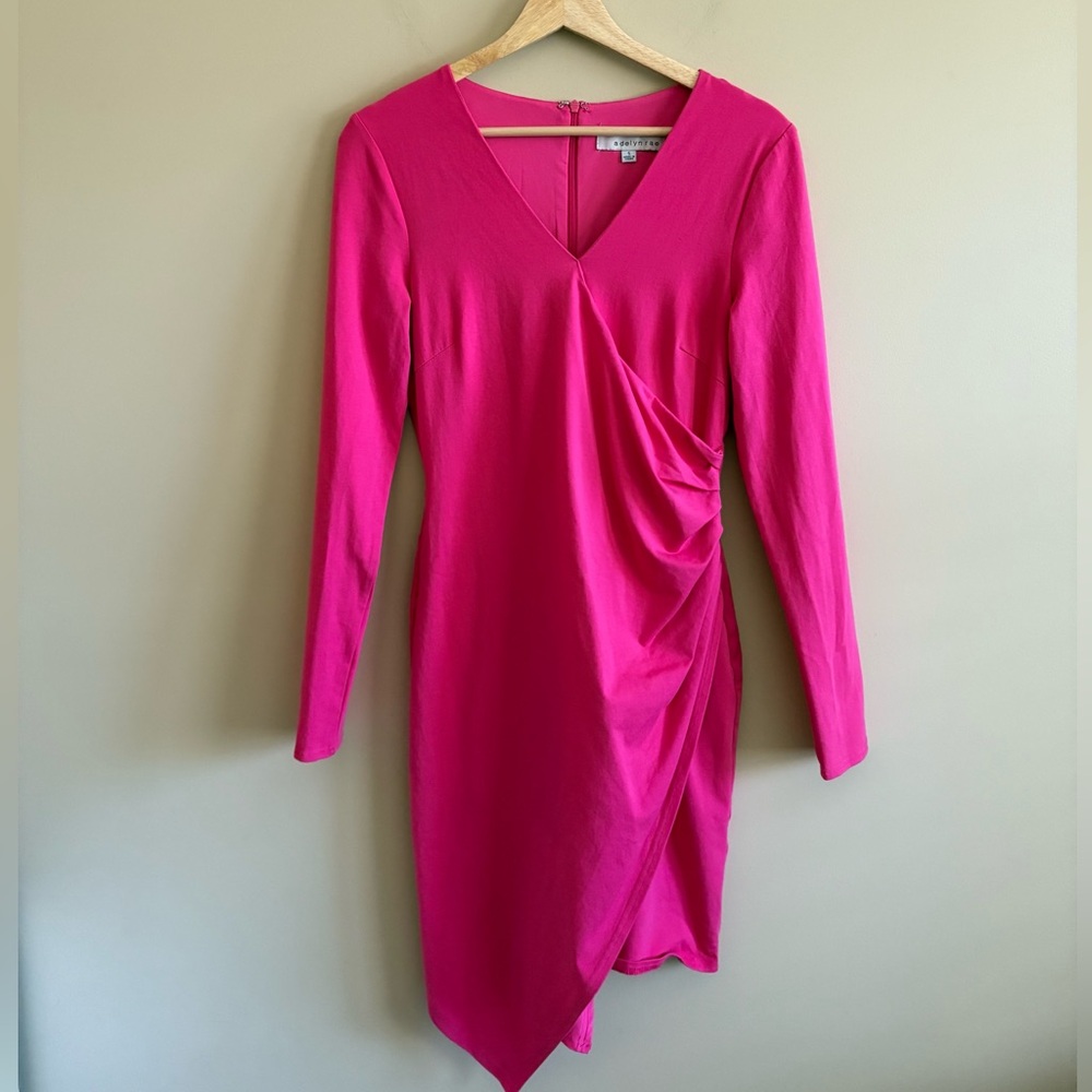 Adelyn Rae Fuchsia Pink Long Sleeve Dress, Size Small
